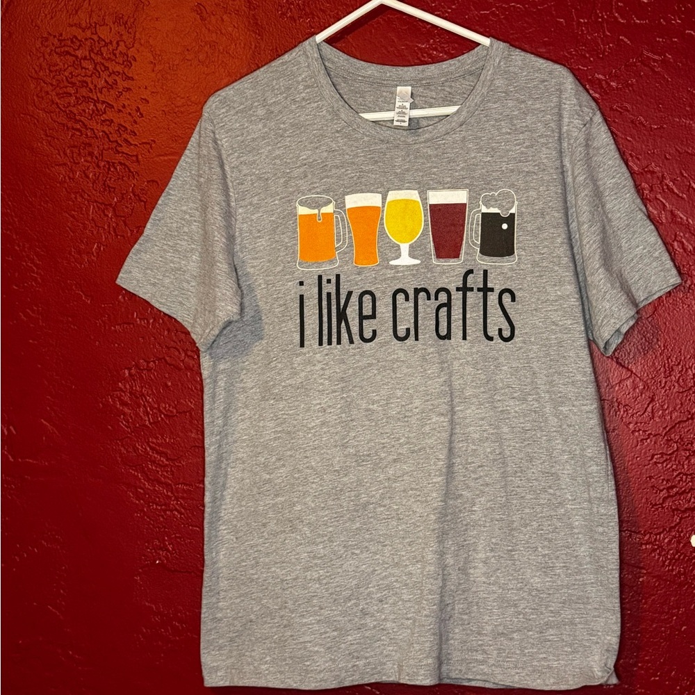 Gray Graphic T-Shirt with Beer Design